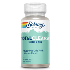 Solaray Total Cleanse Uric Acid bottle pour supports convenient daily dosing.