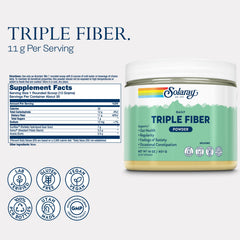 SOLARAY Triple Fiber Powder serving scoop, 11 g fiber per serving for regularity.