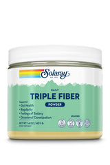 SOLARAY Triple Fiber Powder tub front, vegan and gluten-free daily fiber source.