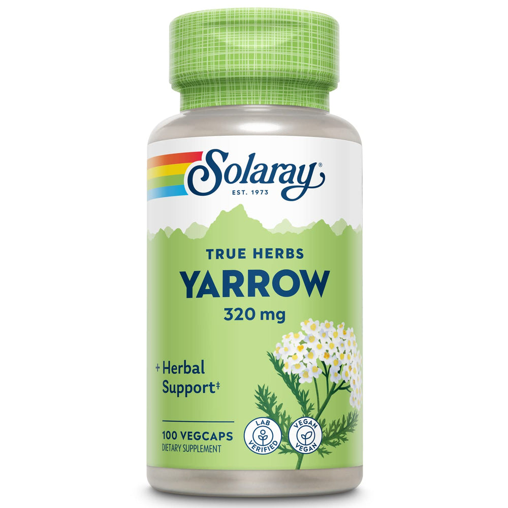 SOLARAY True Herbs Yarrow 320mg bottle for daily wellness support