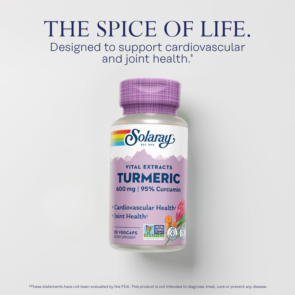 SOLARAY turmeric capsules ready for easy daily intake