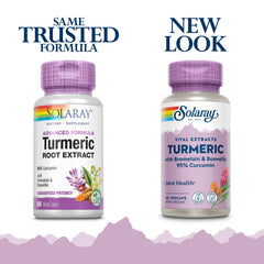 SOLARAY turmeric capsules close-up, high curcumin content for joint support