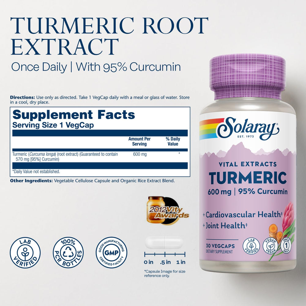 SOLARAY turmeric label highlights 95% curcuminoids for potency