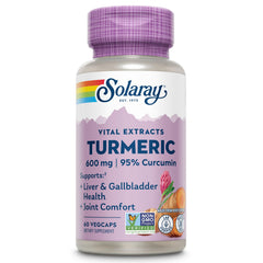 SOLARAY Turmeric supplement bottle front showing 600mg potency for daily joint wellness