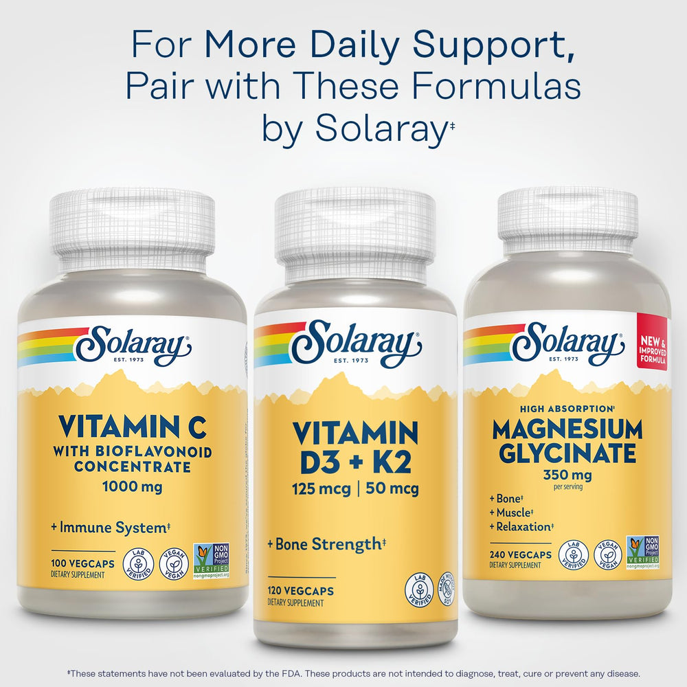 SOLARAY vegan vitamin C capsules in eco-conscious packaging