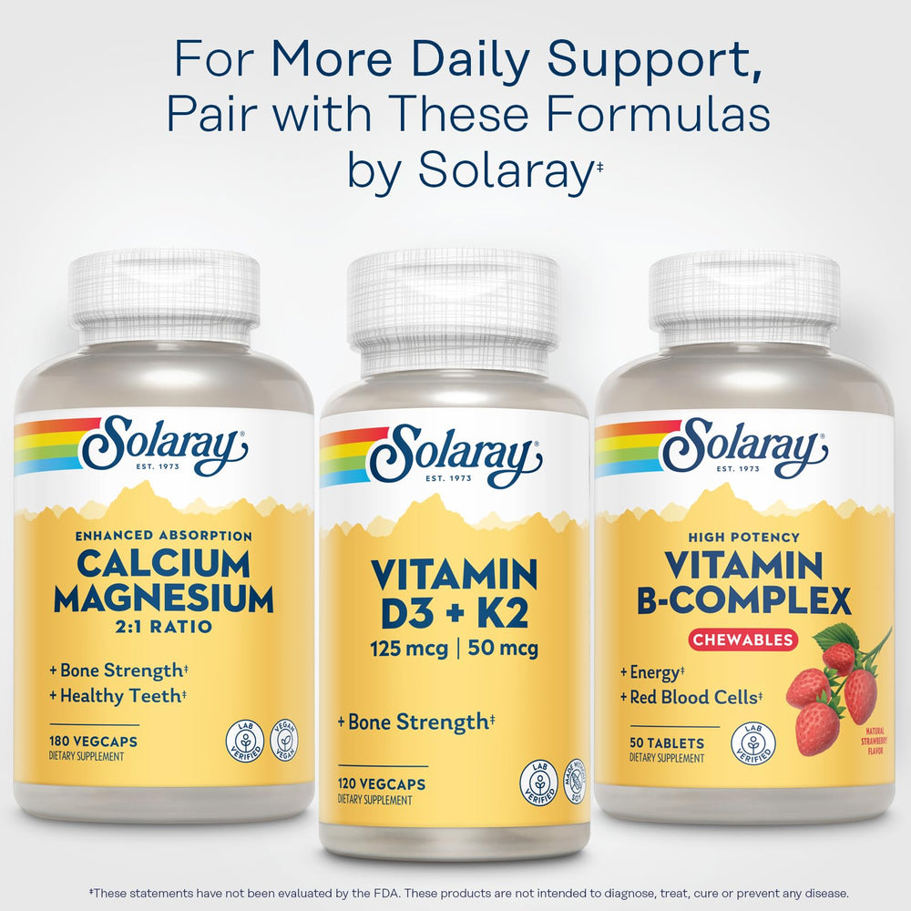 SOLARAY vegan and lab-verified seal on packaging.