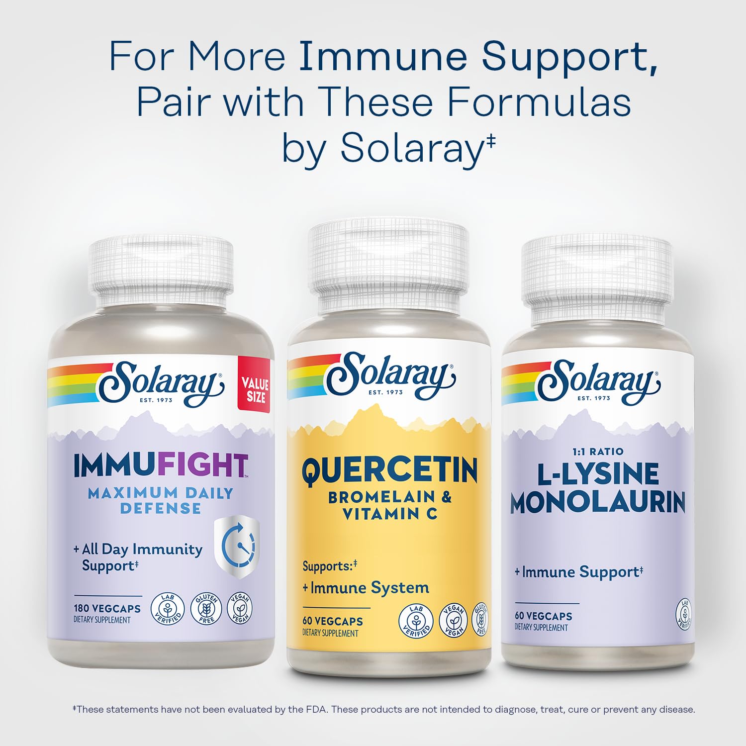 SOLARAY VegCaps pour beside bottle illustrating vegan supplement