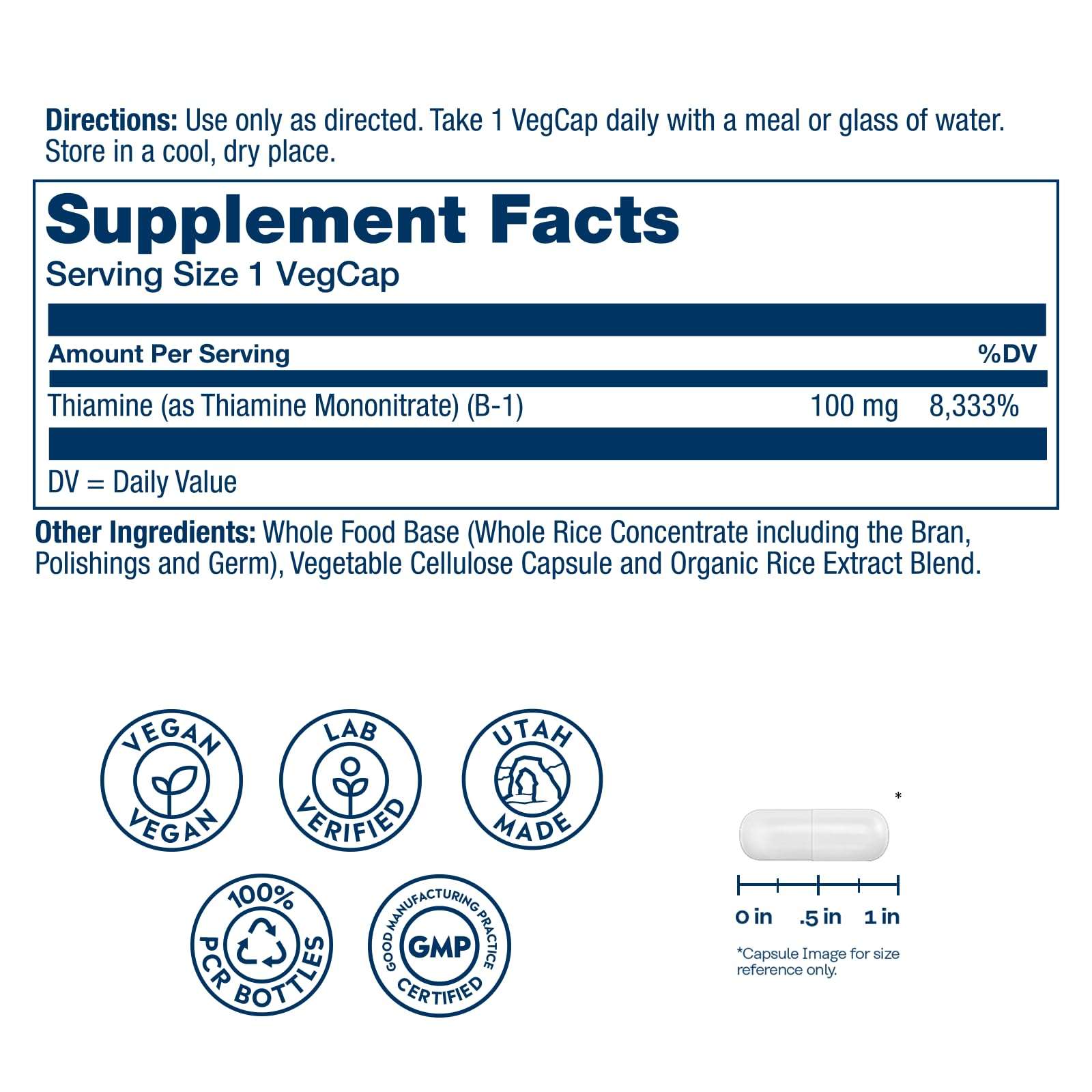 SOLARAY Vitamin B-1 capsules closeup for energy and nerve support