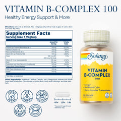 Solaray Vitamin B Complex capsules close-up highlighting vegan formula
