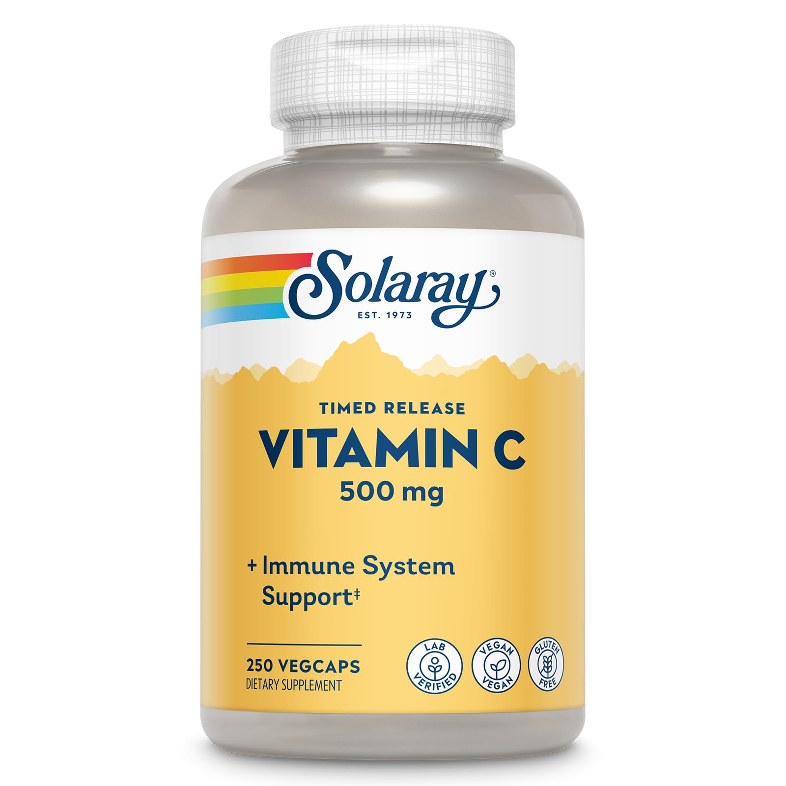 SOLARAY Vitamin C 500mg timed-release bottle for steady daily support