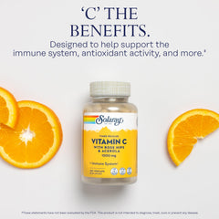 Solaray Vitamin C capsules in bottle showcasing time-release formula benefits