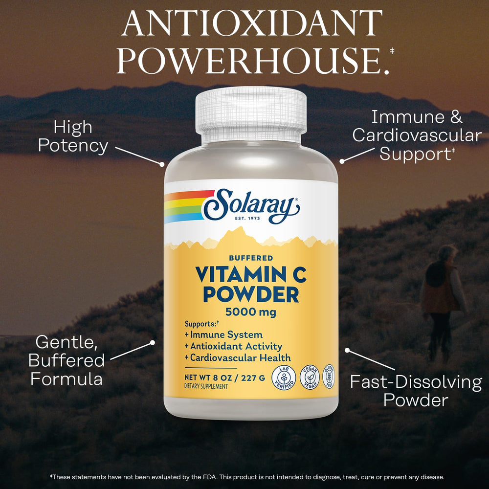 Solaray Vitamin C powder dissolving in water for quick mix