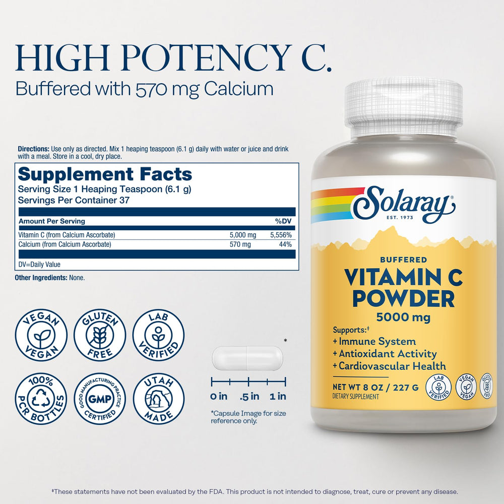 Solaray Vitamin C powder 5g scoop ready for measurement