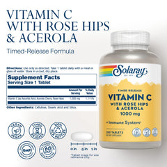 SOLARAY Vitamin C timed-release capsules shown in bottle for steady daily intake
