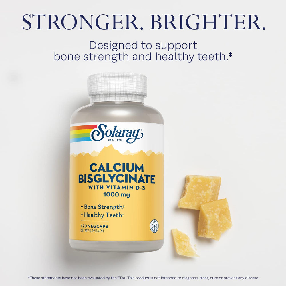 SOLARAY Calcium Bisglycinate with Vitamin D3 highlighting digestible calcium for use