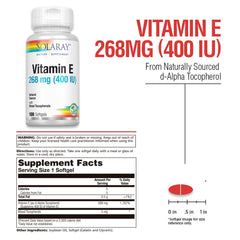 SOLARAY Vitamin E label with natural d-alpha tocopherol and mixed tocopherols