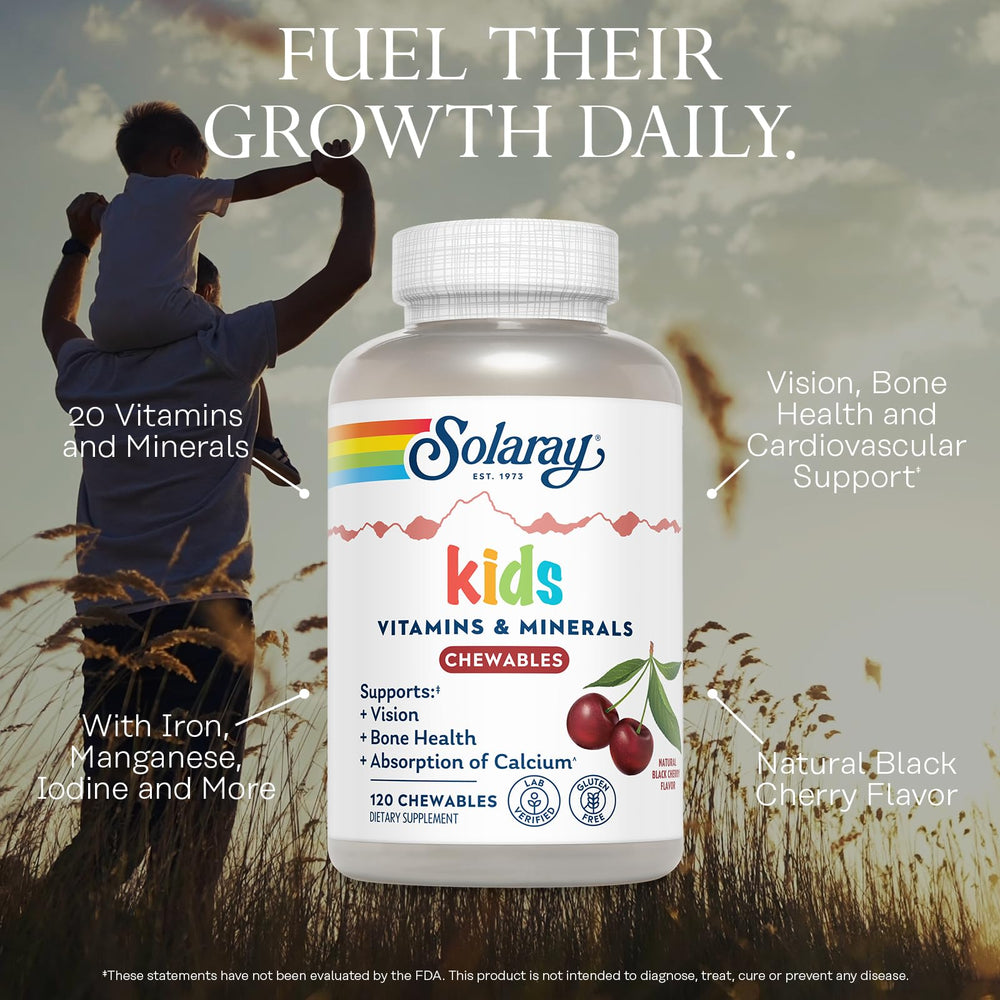 SOLARAY vitaminas para niños, gomitas masticables, sabor agradable que facilita la toma diaria.