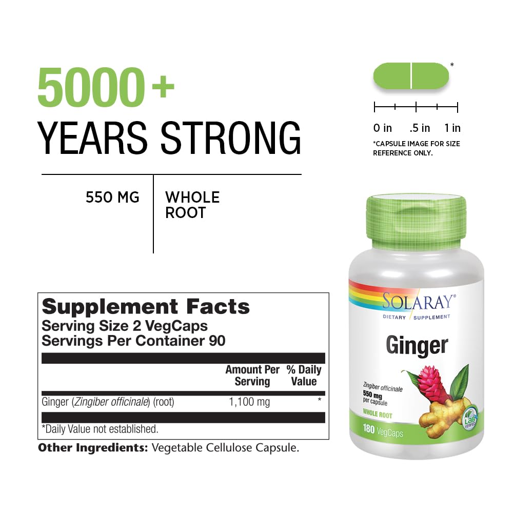 SOLARAY whole ginger root image conveys sun-grown sourcing and natural wellness.