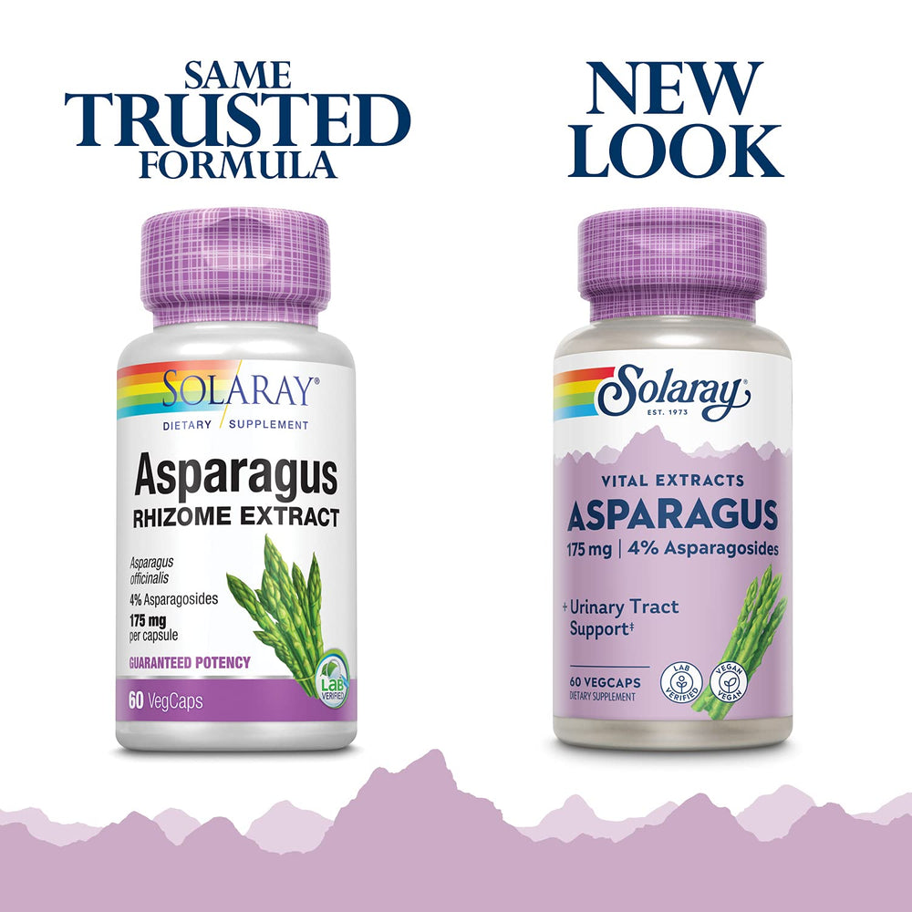 SOLARAY Whole-root asparagus image highlighting urinary support.