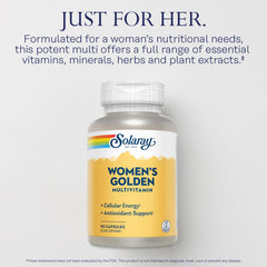 Solaray Women's Golden Multivitamin label with complete nutrient details.