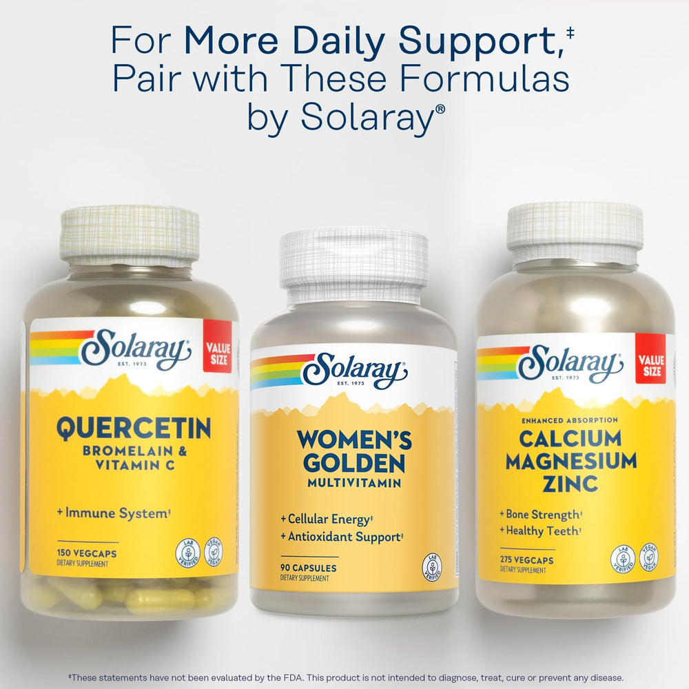 Solaray Women's Golden Multivitamin packaging on shelf signaling trusted quality.