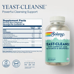 Solaray Yeast-Cleanse label close-up showing vegetarian capsule format.