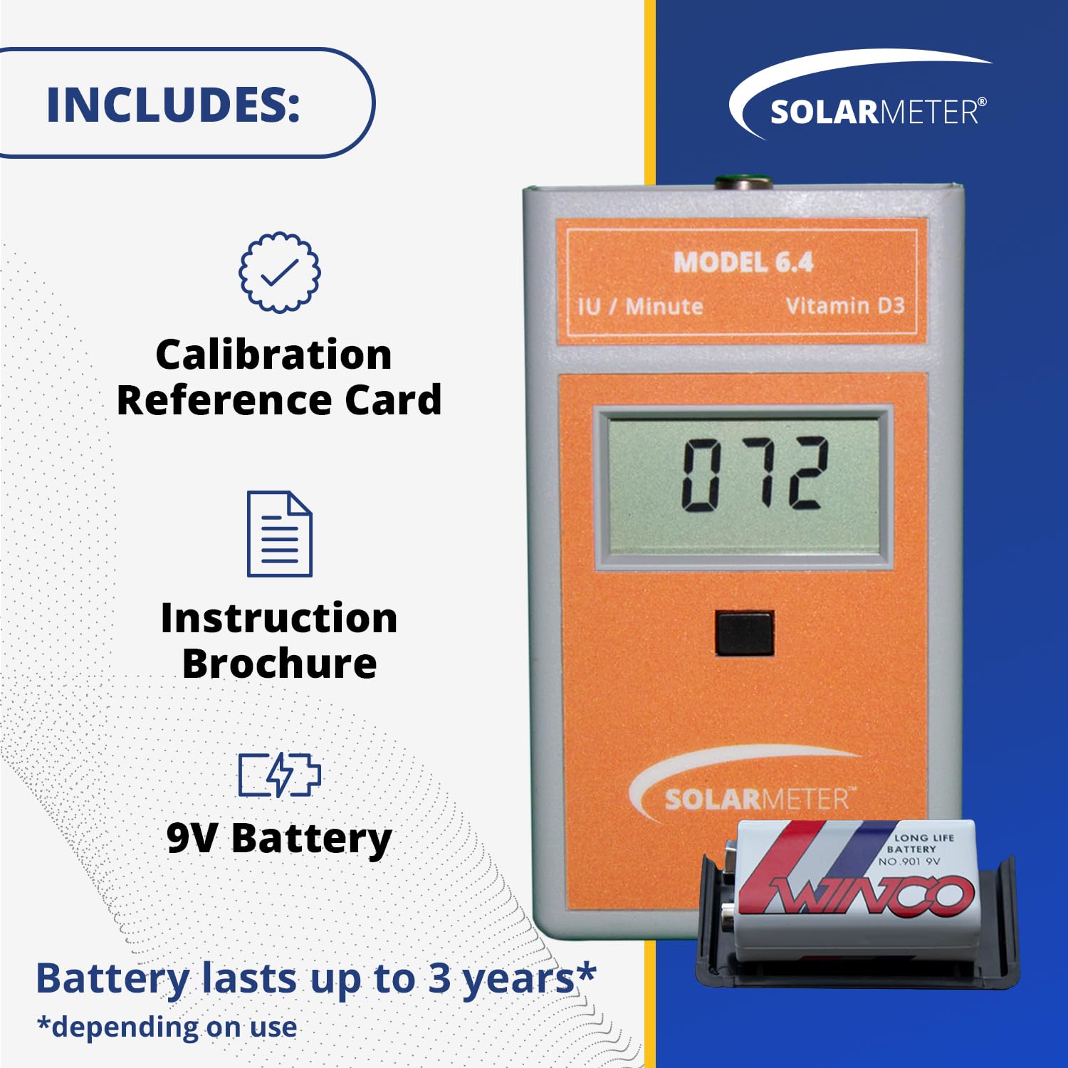 Solarmeter Model 6.4 battery inside supports long-lasting field use.