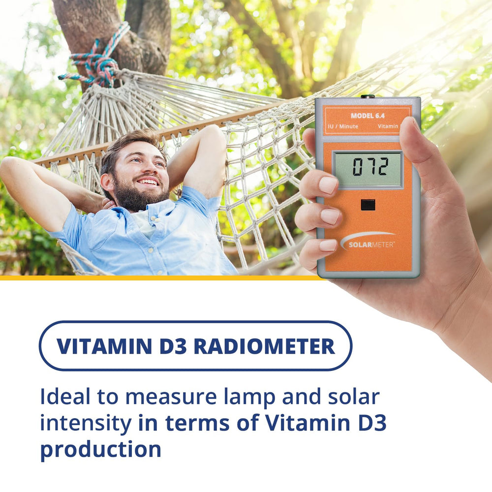Compact handheld Solarmeter Model 6.4 UV meter ready for field use.