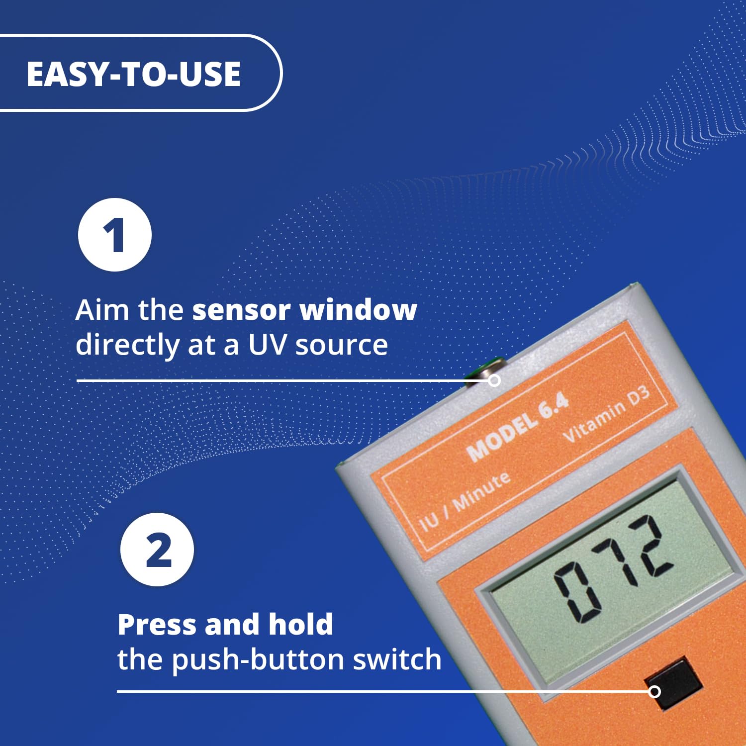 Solarmeter Model 6.4 with LCD readout for quick UVB checks.