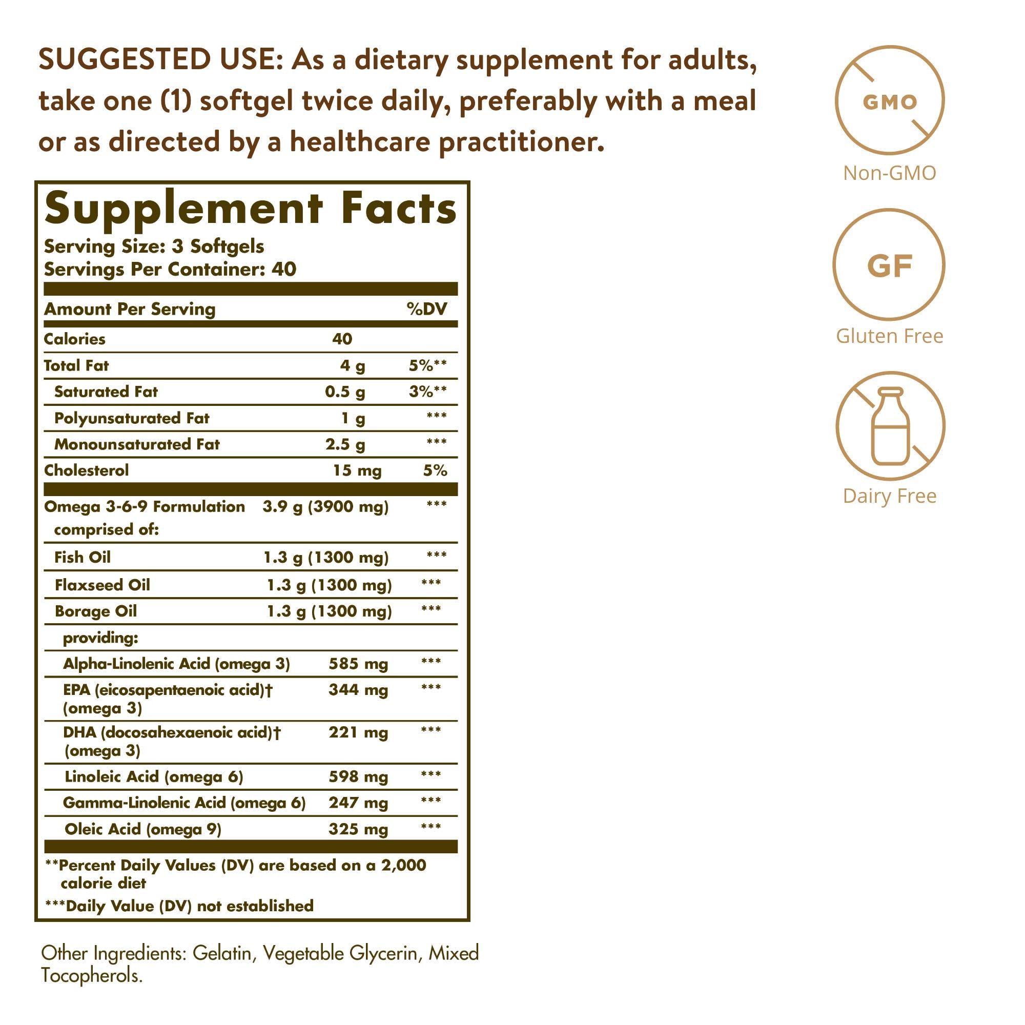 Solgar 1300mg Omega-3-6-9 softgels closeup for easy daily intake.