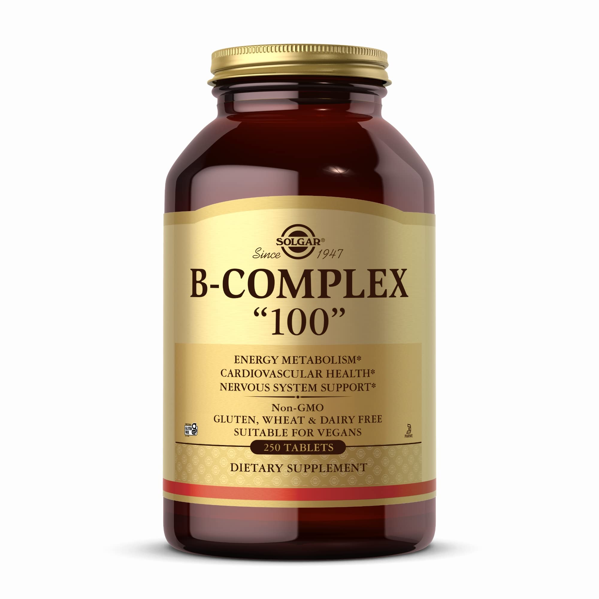 Solgar B-Complex 100 bottle front view supporting daily energy metabolism