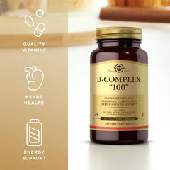 Solgar B-Complex 100 serving size; easy daily dose to boost metabolism.