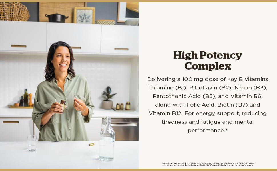 Solgar B-Complex 100 Tabs label details emphasizing purity and transparency