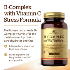 Solgar B-Complex Stress Formula label emphasizes vegan, gluten-free attributes for mindful shoppers