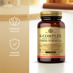 Solgar B-Complex with C Stress Formula packaging front view for daily vitamin routine.