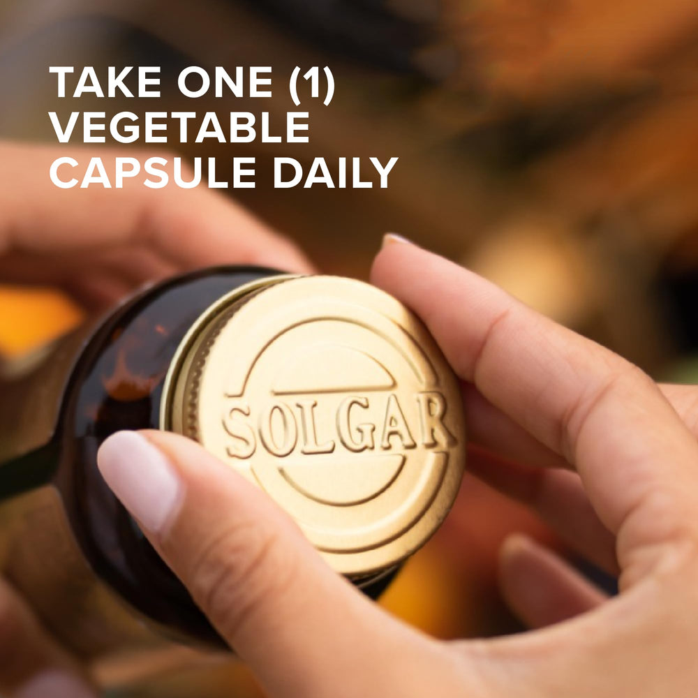 Solgar Vitamin B6 100 mg capsules pouring into hand for daily intake