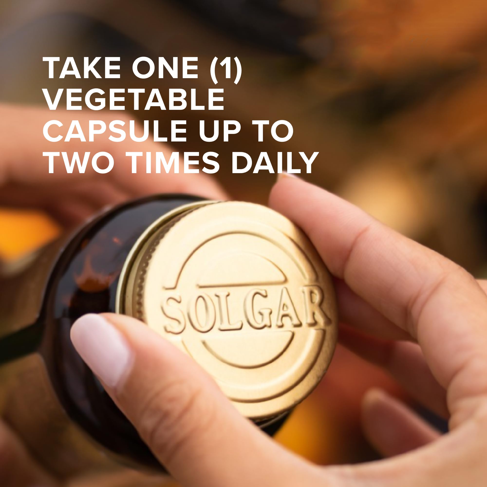 Solgar bottle label shows vegan, non-GMO, gluten-free, dairy-free status.