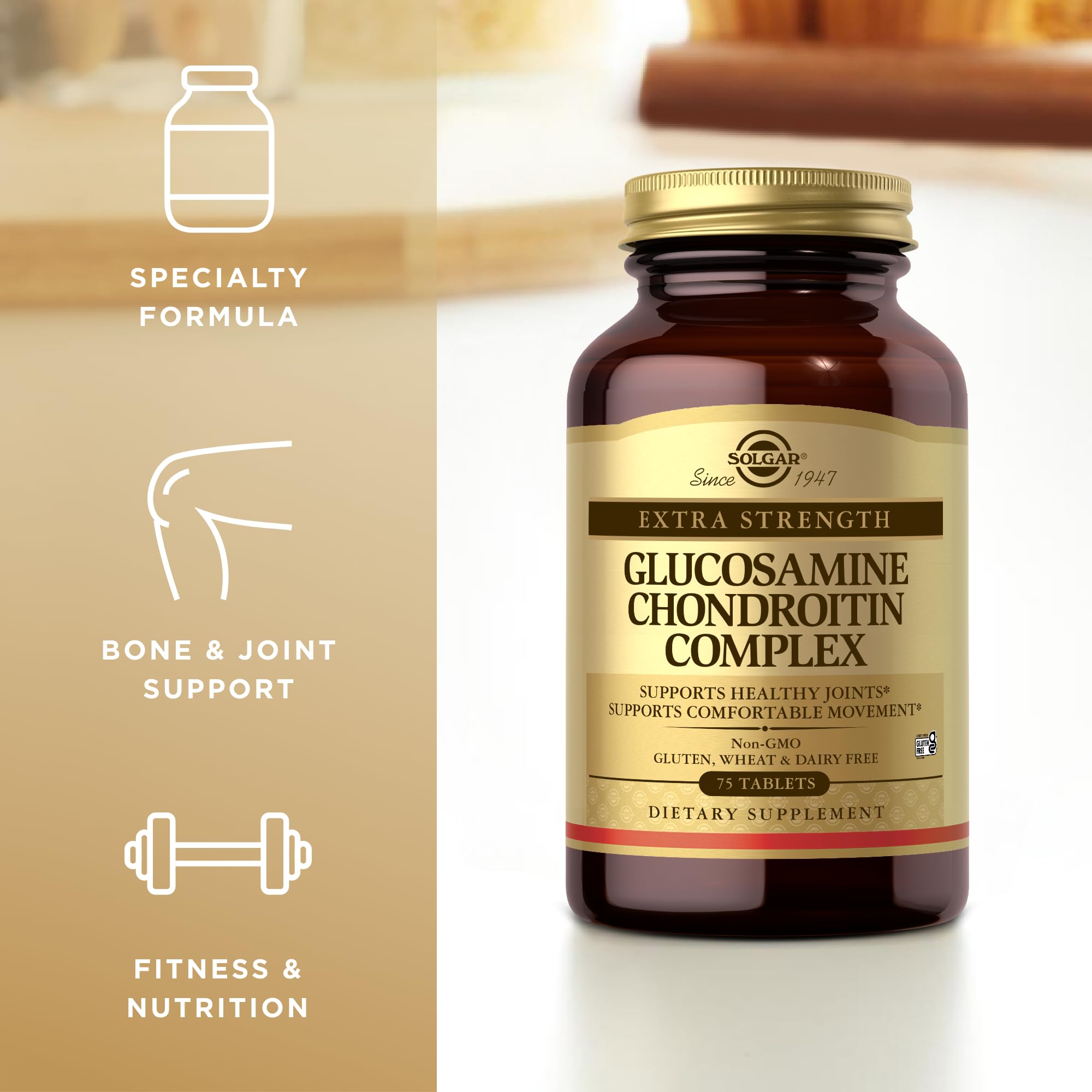 Solgar bottle on kitchen counter ready for daily supplementation