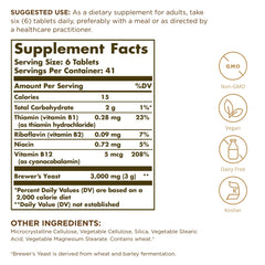 Solgar Brewer's Yeast 7-5 Grains tablets closeup highlighting compact servings