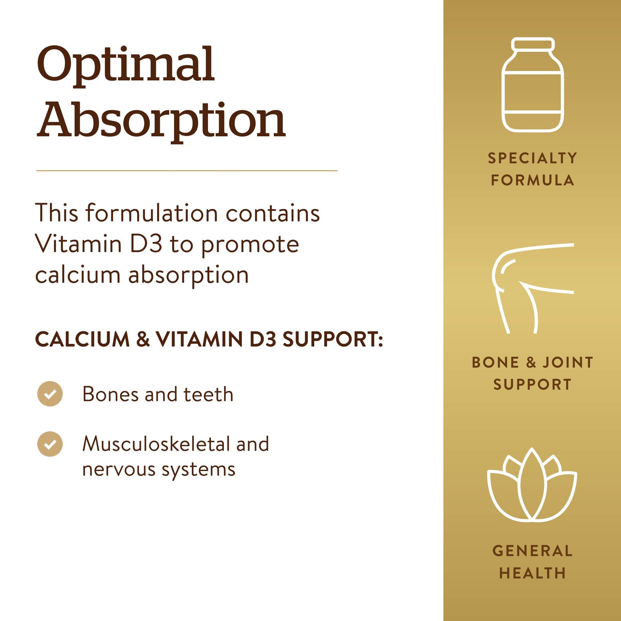 Solgar Calcium Citrate D3 packaging emphasizes non-GMO, gluten-free, and dairy-free choice.