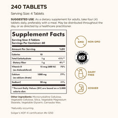 Solgar Calcium Citrate D3 tablets close-up shows easy-to-swallow mineral support.
