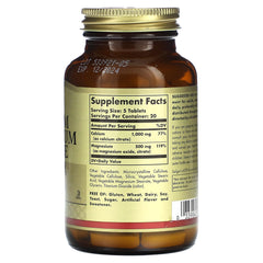 Solgar back label view with ingredients and serving information for informed use.