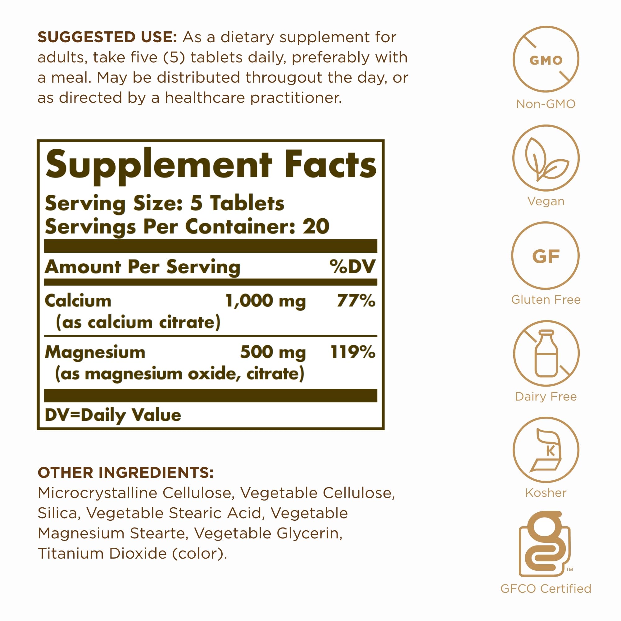Solgar label close-up showing vegan and gluten-free certifications.