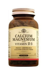 Solgar Calcium Magnesium with Vitamin D3 bottle supporting bone health and nerve function.