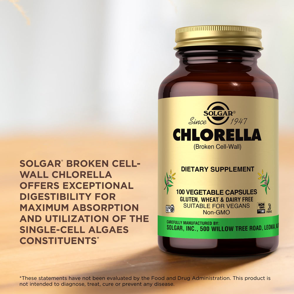 Solgar Chlorella capsules with easy daily dose design.