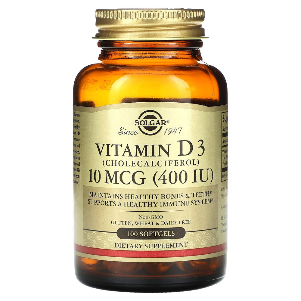 Solgar cholecalciferol D3 oil-based softgel for absorption