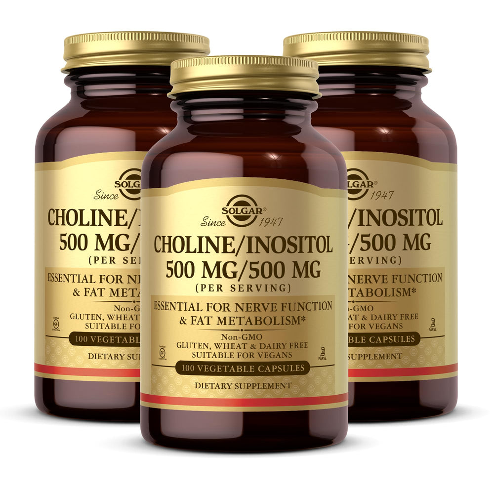Solgar Choline/Inositol bottle front view for energy metabolism support