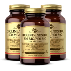 Solgar Choline/Inositol bottle front view for energy metabolism support