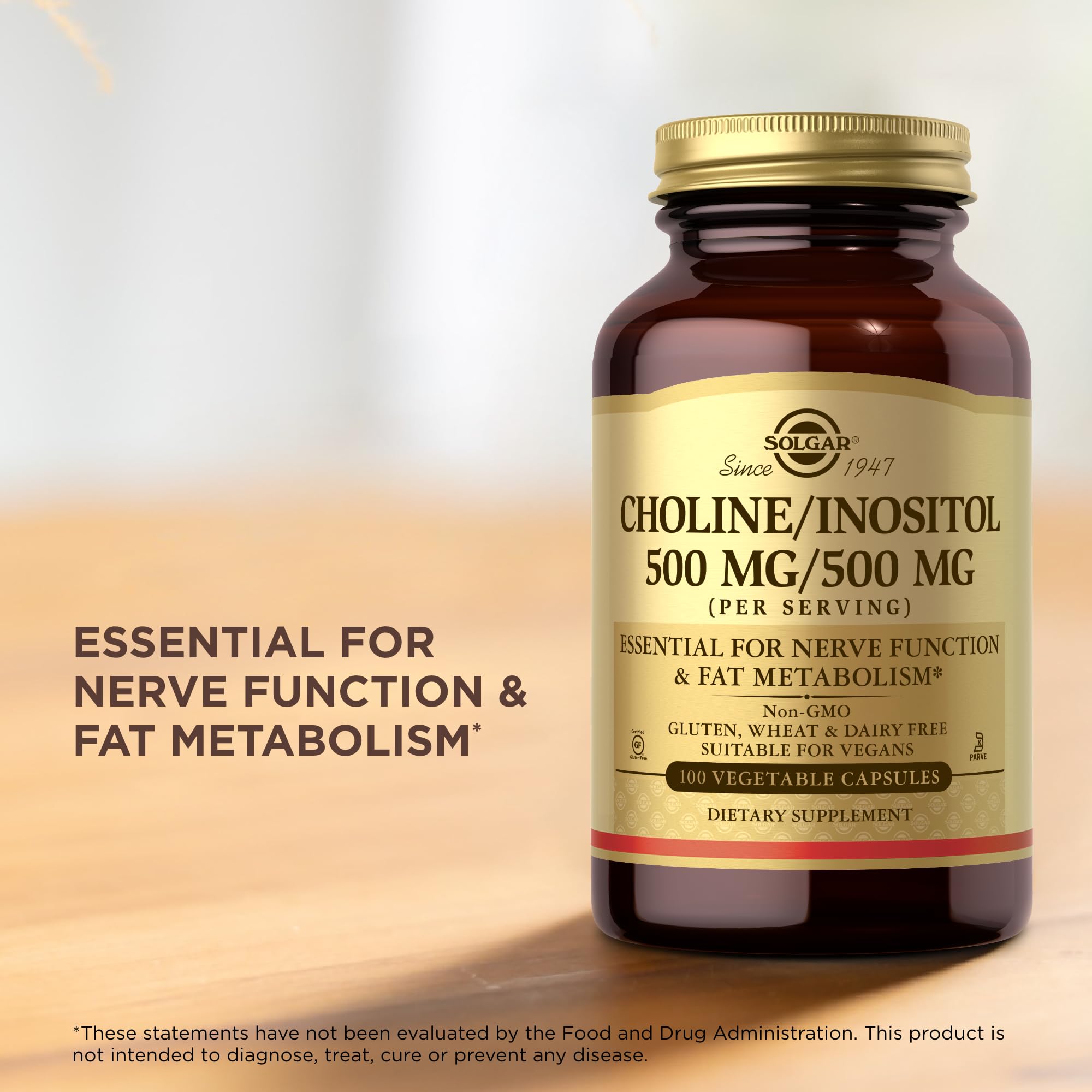 Solgar Choline/Inositol facts panel detailing ingredients