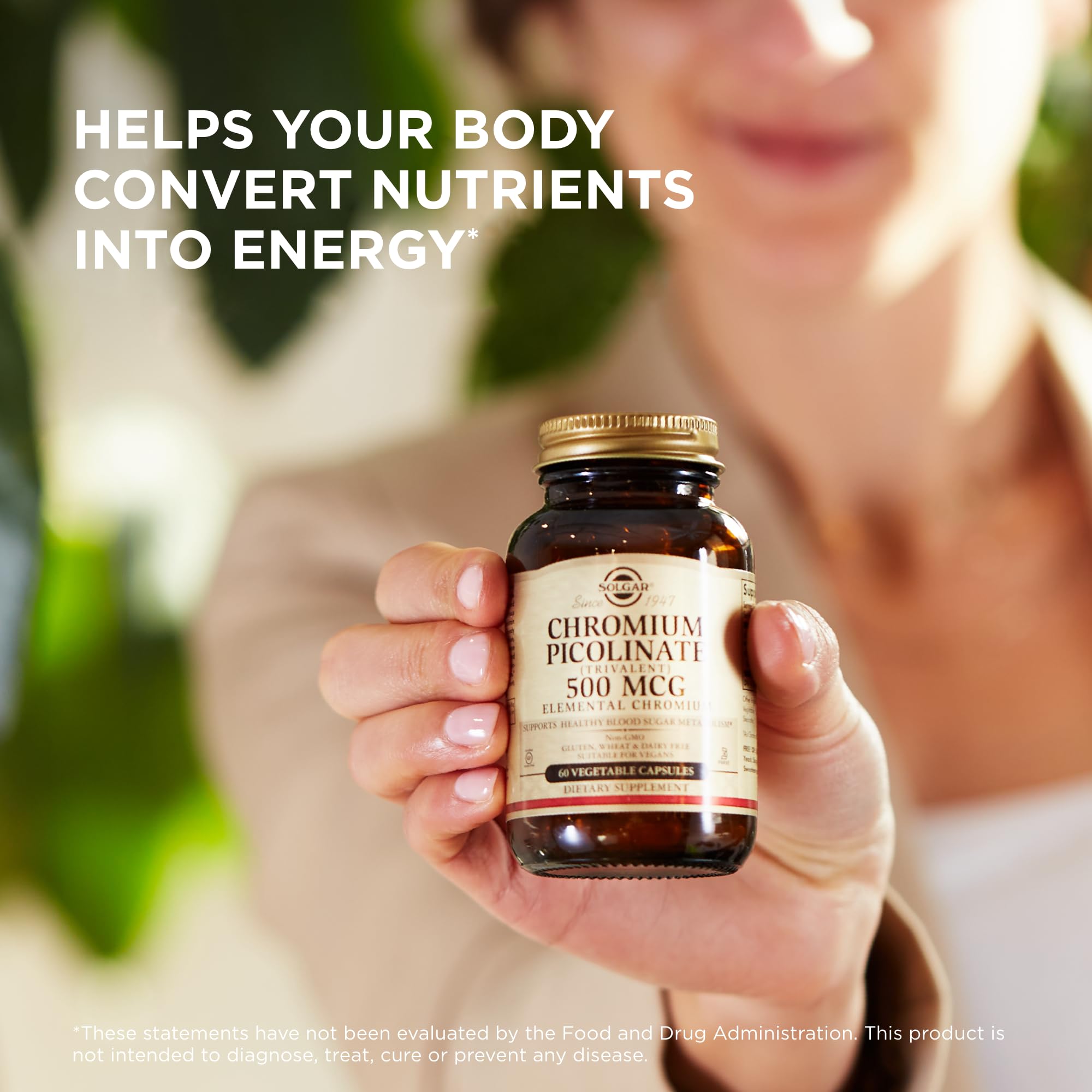 Solgar Chromium Picolinate 500mcg vegetarian capsules in bottle